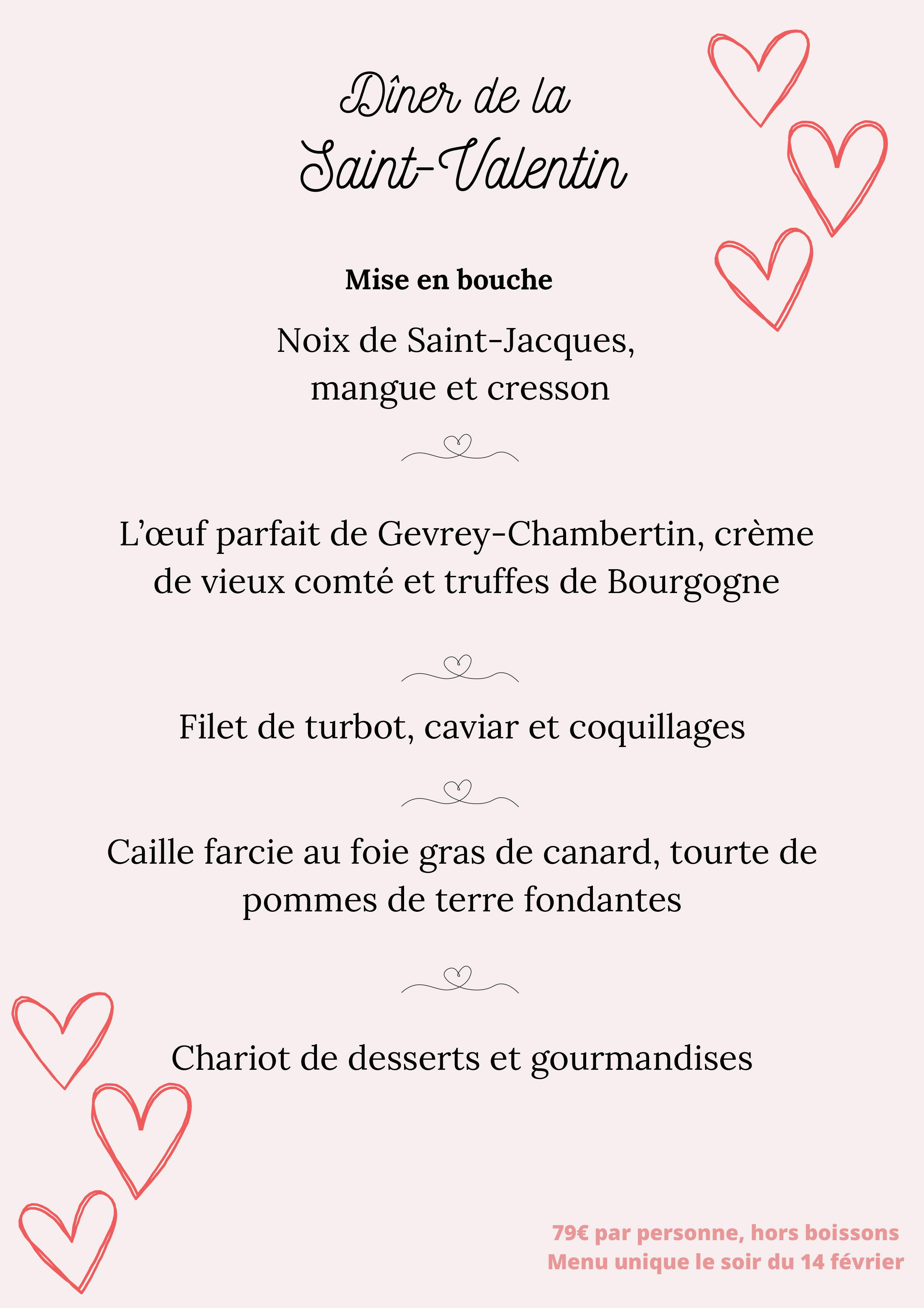 Menu Saint Valentin Le Central Dijon