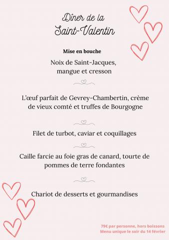 Menu Saint Valentin Le Central Dijon
